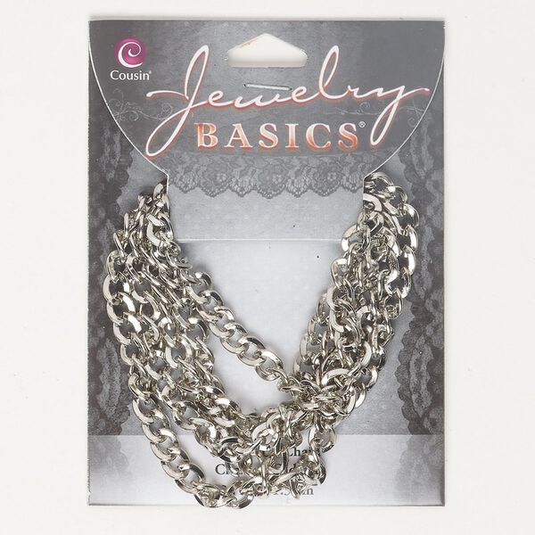 Chain 1pkg1 silver-finished steel, 5.7mm curb, 32 inches image number 0