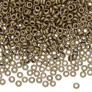 Seed bead, Miyuki, glass, pkg/250g, 3x1.3mm spacer rondelle, opaque matte brown, (SPR3-2006).