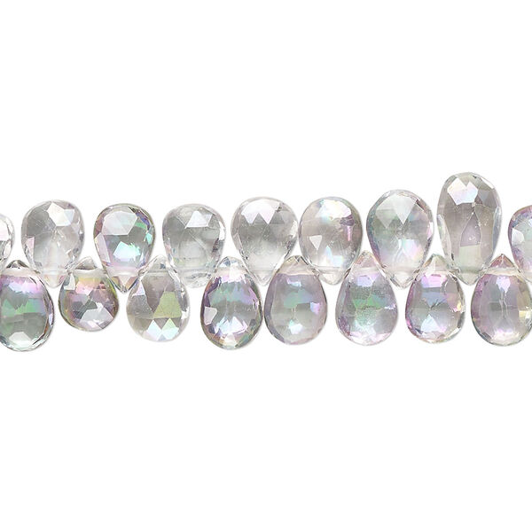 Mystic topaz 1pkg1, hand-cut top-drilled faceted puffed teardrop bead 8 inch 7x5mm-8x6mm image number 0