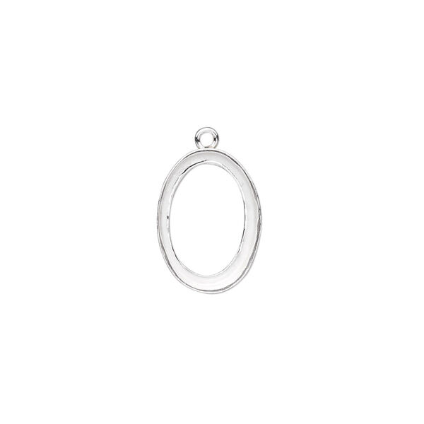 Drop, fine silver, 15x11mm oval with 14x10mm oval bezel setting. Sold per pkg of 2. image number 0