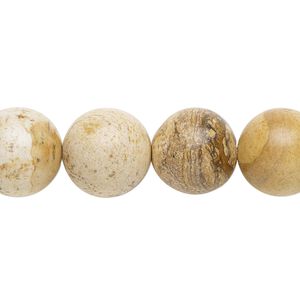 Picture jasper 1pkg1, round bead natural 15.5-16 inch 14mm