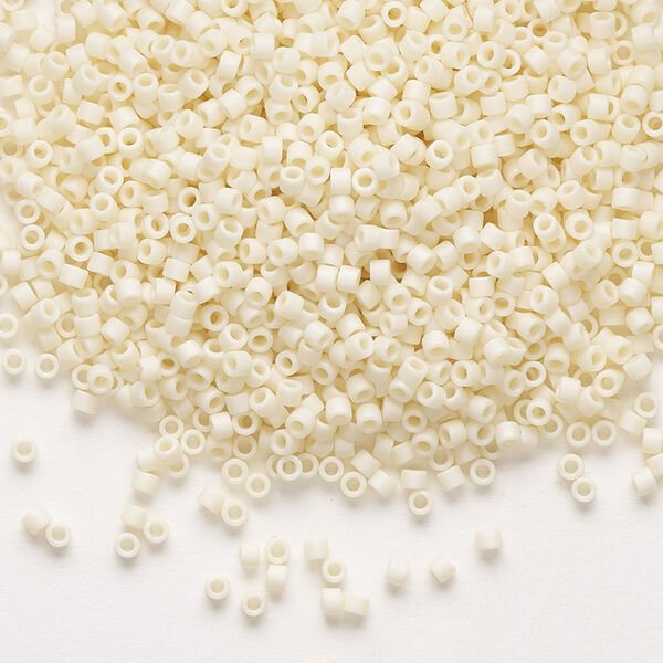 Seed bead, Delica®, glass, pkg/50g, #11 round, opaque matte rainbow ivory (DB-0883). image number 0