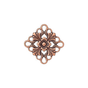 Link, antique copper-plated brass, 20mm single-sided diamond. Sold per pkg of 48.