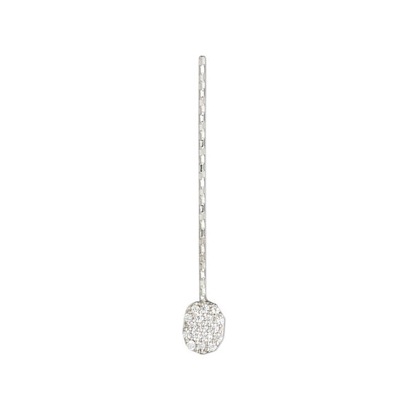 Paddle pin, cubic zirconia and rhodium-plated sterling silver, clear, 1-inch diamond-cut twisted with 6x4.5mm oval, 22 gauge. Sold individually. image number 0