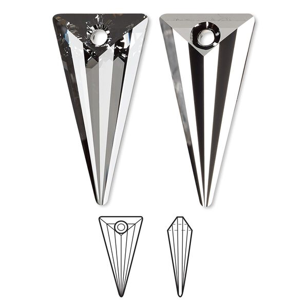 Focal 16pk crystal silver night, Swarovski® 39x20mm pendant spike 6480 image number 0