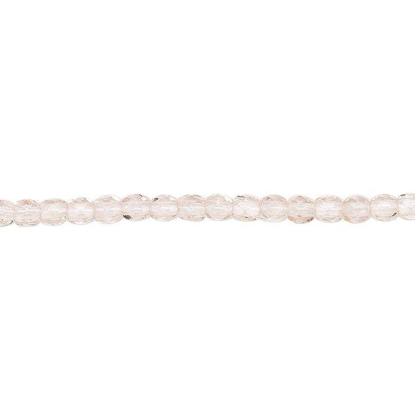 Bead, Czech fire-polished glass, light rose, 3mm faceted round. Sold per pkg of 1,200 (1 mass). image number 0