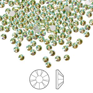 Flat back 1440pk limecicle AB foil back, Preciosa MAXIMA Czech crystal hotfix rhinestone 2.7-2.9mm chaton rose round SS10