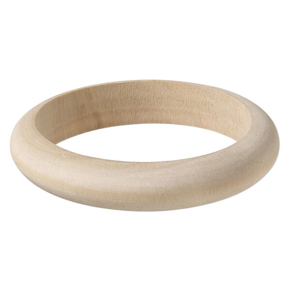 Bracelet, bangle, wood (natural), 15mm wide half round, 8 inches. Sold individually. image number 0