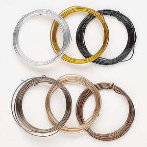 Wire assortment, anodized aluminum, assorted colors, round, 18 gauge. Sold per pkg of (6) 9-foot sections.