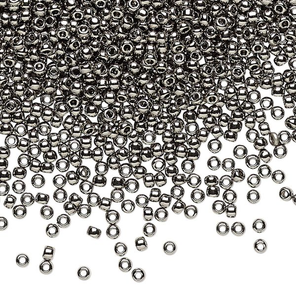 Seed bead, TOHO BEADS®, glass, pkg/250g, #11 round, opaque nickel-plated nickel (TR-11-711). image number 0