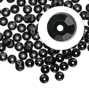 Flat back, Czech glass rhinestone, jet, 4.6-4.8mm round Loch Rosen, SS20. Sold per pkg of 144 (1 gross).