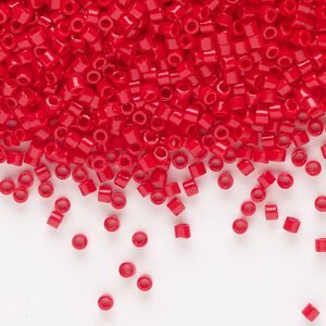 Seed bead, Delica®, glass, pkg/250g, #10 round, opaque red (DBM-0723).