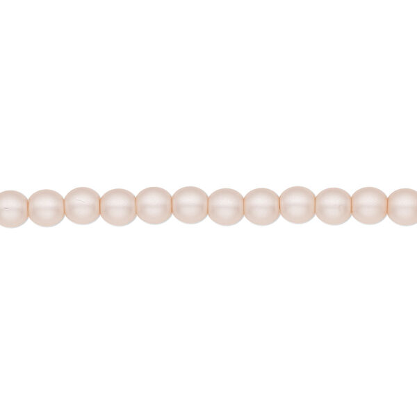 Bead, Czech pearl-coated glass druk, opaque matte soft pink, 4mm round. Sold per 15-1/2" to 16" strand. image number 0