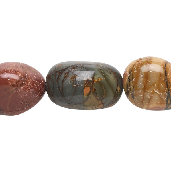 Bead, red creek jasper (stabilized), medium nugget, Mohs hardness 6-1/2 to 7. Sold per 15-1/2" to 16" strand. image number 0