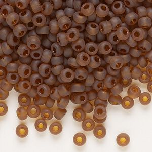 Seed bead, Dyna-Mites™, glass, transparent matte root beer, #6 round. Sold per 40-gram pkg.