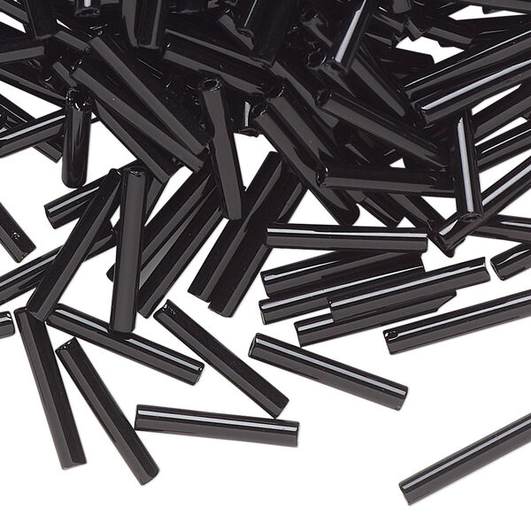 Bead, Preciosa Ornela Czech glass, bugle bead, pkg/50g, 1/2 inch, opaque black, (23980). image number 0