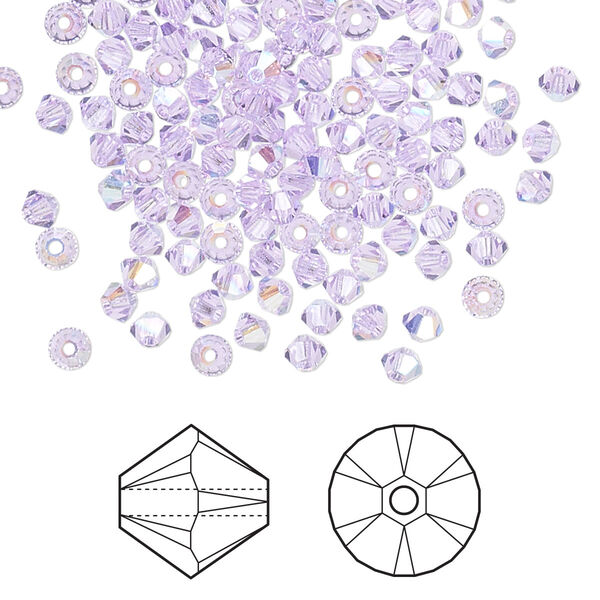 Bead 144pk violet AB, Crystal Passions® 3mm bicone 5328 image number 0
