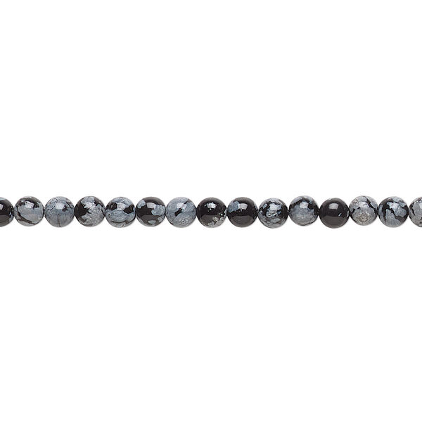 Bead, snowflake obsidian (natural), 3mm round, B grade, Mohs hardness 5 to 5-1/2. Sold per 15-1/2" to 16" strand. image number 0