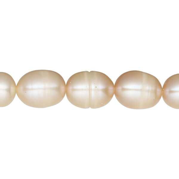 Freshwater 1pkg1, rice pearl natural, 15.5-16 inch peach 8-9mm cultured image number 0
