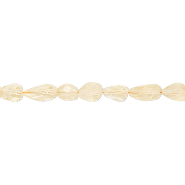 Citrine 1pkg1, hand-cut faceted teardrop bead B- grade, 8 inch 4x4mm-9x5mm image number 0