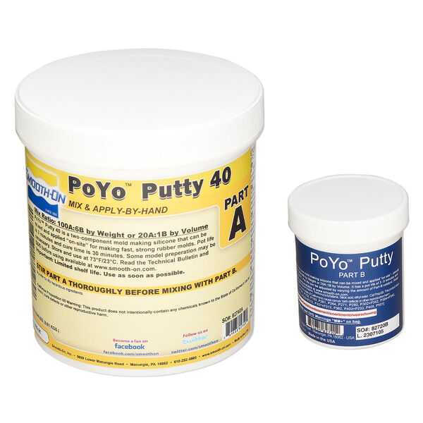 Molding compound, PoYo® Putty 40, silicone. Sold per pkg of (1) 2-lb and (1) 0.13-lb jar. image number 0