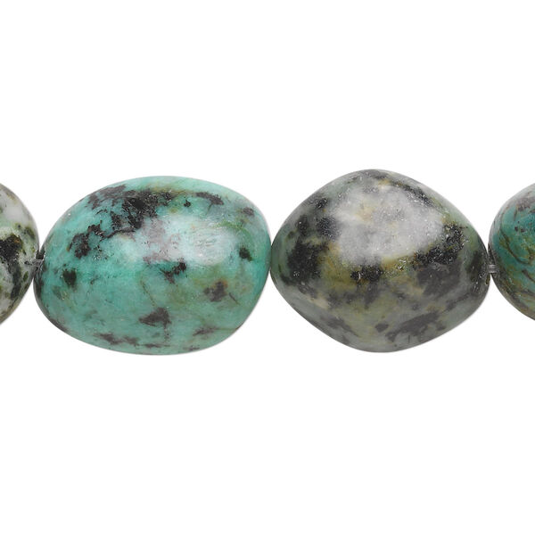 Bead, African "turquoise" (jasper) (dyed), large tumbled nugget, Mohs hardness 6-1/2 to 7. Sold per 15-1/2" to 16" strand. image number 0