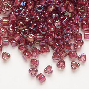 Seed bead, Miyuki 1pkg10g, glass, #5 triangle, transparent rose inside dyed color purple (TR-1833)