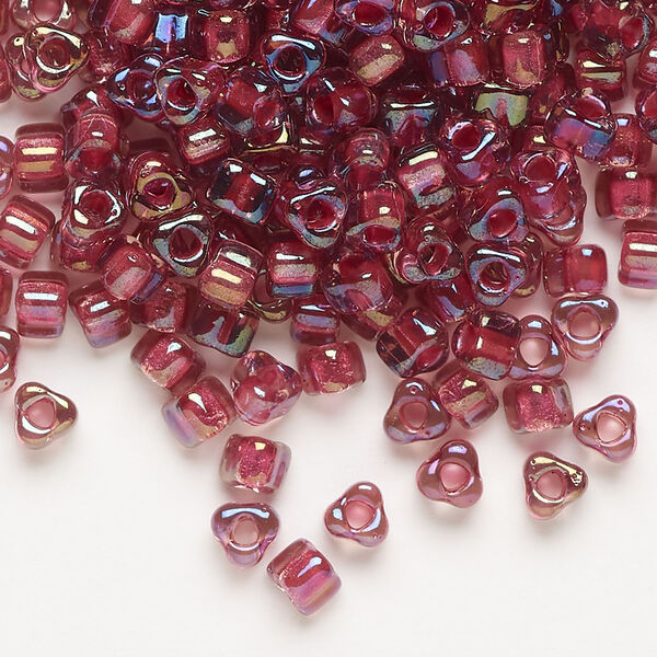 Seed bead, Miyuki 1pkg10g, glass, #5 triangle, transparent rose inside dyed color purple (TR-1833) image number 0