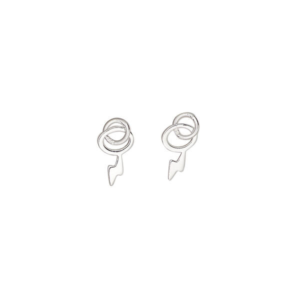Charm, sterling silver, 5x2.5mm single-sided lightning bolt. Sold per pkg of 2. image number 0