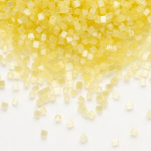 Seed bead, Preciosa Ornela Czech glass, pkg/50g, #11 2-cut hex, translucent solgel dyed satin yellow, (05181).