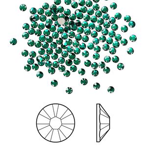 Flat back 1440pk emerald foil back, Swarovski® 2.1-2.3mm rose round SS7 2058