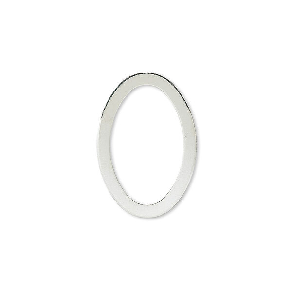 Component, silver-plated brass, 22x15mm open oval. Sold per pkg of 10. image number 0