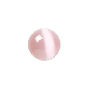 Cabochon, cat's eye glass (fiber optic glass), pink, 16mm calibrated round, quality grade. Sold per pkg of 6.