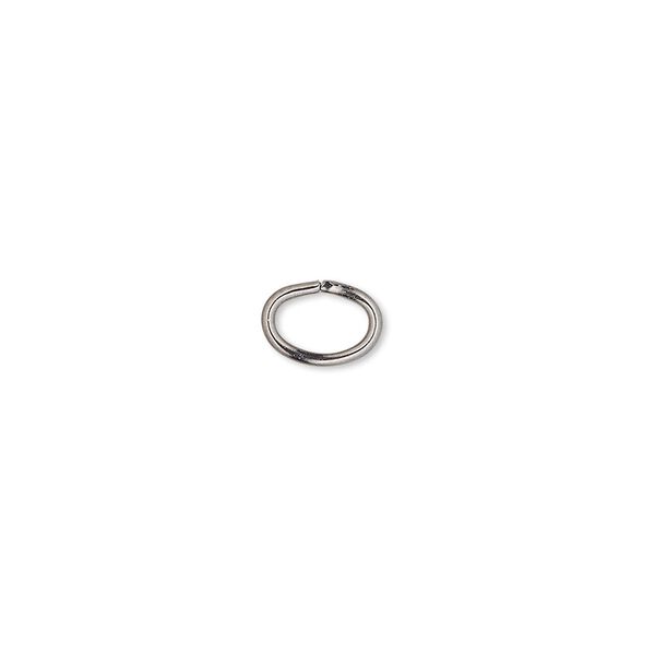 Jump ring, gunmetal-plated brass, 8x6mm oval, 5.7x3.6mm inside diameter, 16 gauge. Sold per pkg of 100. image number 0