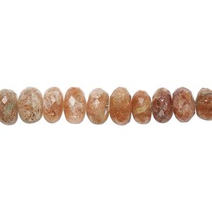 Sunstone 1pkg1, hand-cut faceted rondelle bead natural 8 inch 7x4mm-8x5mm