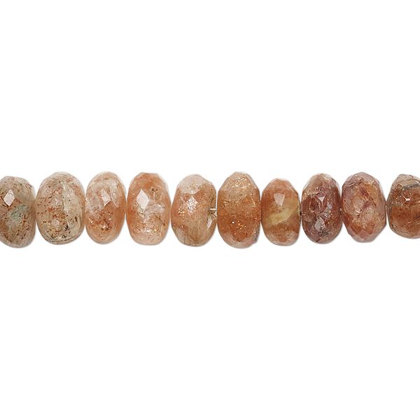 Sunstone 1pkg1, hand-cut faceted rondelle bead natural 8 inch 7x4mm-8x5mm image number 0