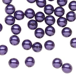 Bead druk Czech pearl-coated glass 60pk 6mm round, purple
