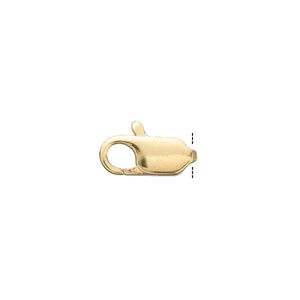 Clasp lobster claw 1pkg100 gold-plated, 13x6mm, brass 1-strand