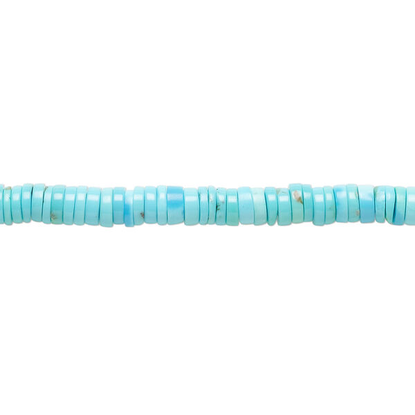 Bead, sleeping beauty turquoise (natural), 4x1-4x2mm heishi, B+ grade, Mohs hardness 5-6. Sold per 15-1/2" to 16" strand. image number 0