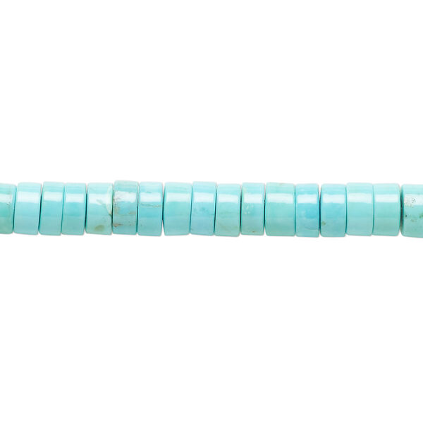 Bead, sleeping beauty turquoise (natural), 5x1.5mm-6x3mm heishi, B+ grade, Mohs hardness 5-6. Sold per 15-1/2" to 16" strand. image number 0