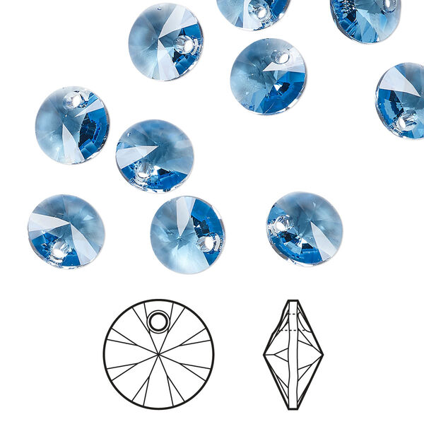 Drop 144pk ice blue, Swarovski® ReCreated™ 8mm pendant mini disk 6428 image number 0
