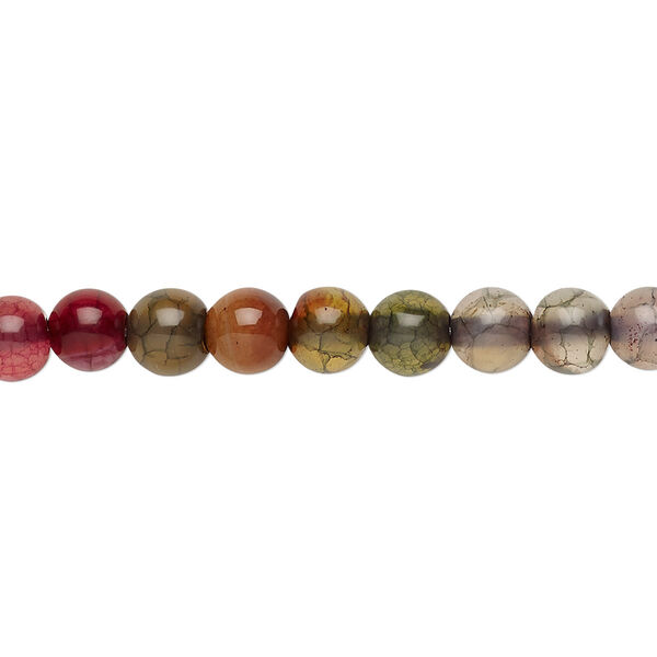 Bead, agate (dyed), multicolored, 5-6mm round, C grade, Mohs hardness 6-1/2 to 7. Sold per 14-inch strand. image number 0