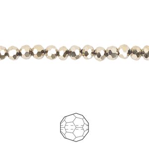 Bead 144pk opaque crystal aurum 2X, Celestial Crystal® 4mm round