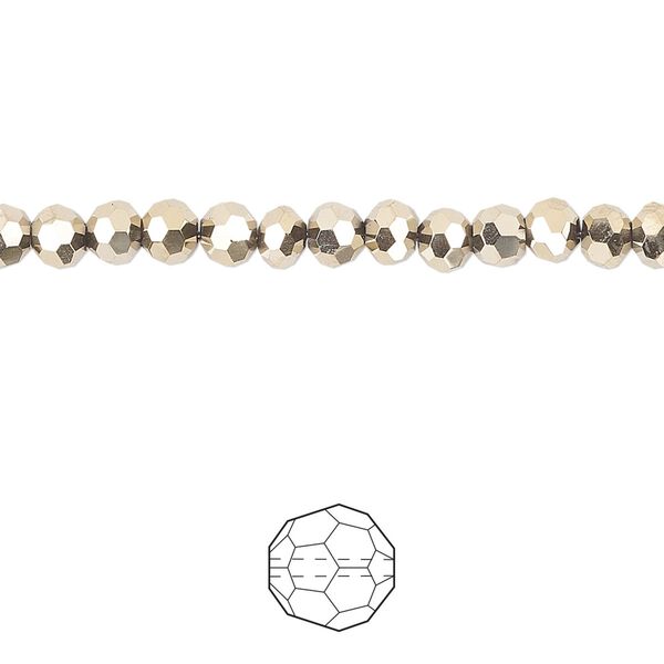 Bead 144pk opaque crystal aurum 2X, Celestial Crystal® 4mm round image number 0