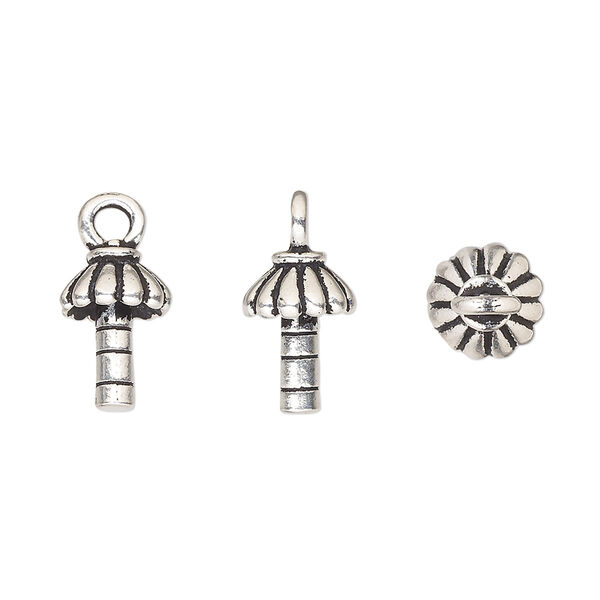 Cup, TierraCast®, antique silver-plated pewter (tin-based alloy), 12x9mm joy with 7x3mm peg, fits 8-12mm bead. Sold per pkg of 2. image number 0