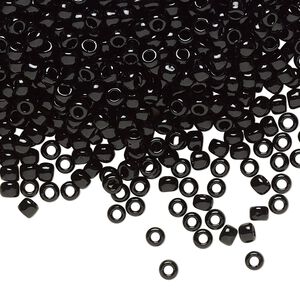 Seed bead, TOHO BEADS®, glass, pkg/250g, #8 round, opaque jet (TR-08-49).