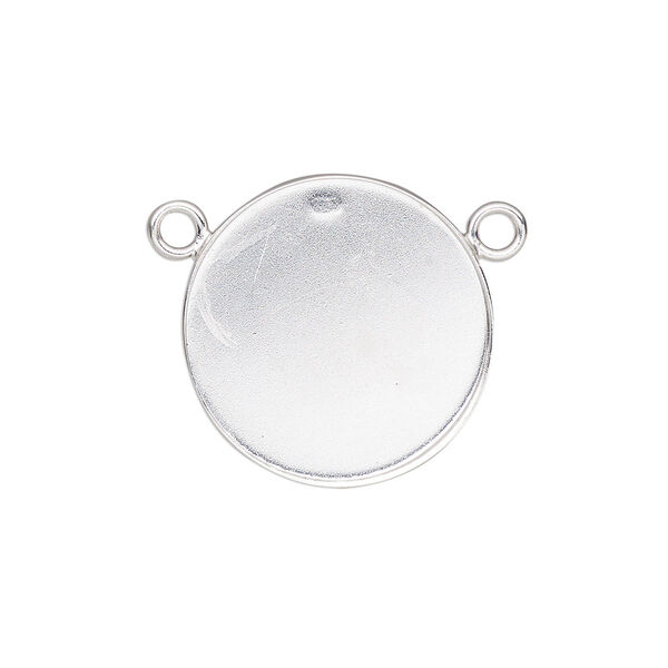 Connector, Almost Instant Jewelry®, fine silver, 21mm closed-back round with 20mm round bezel setting. Sold individually. image number 0