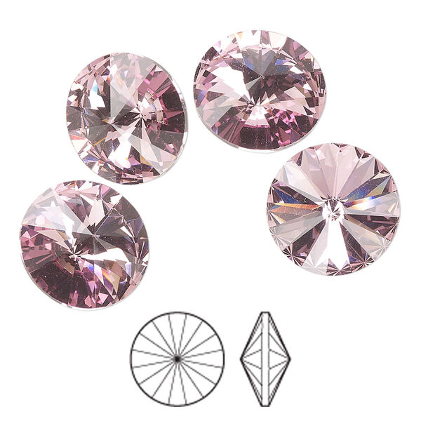 Chaton 4pk light amethyst foil back, Preciosa MAXIMA Czech crystal rhinestone 14mm rivoli image number 0