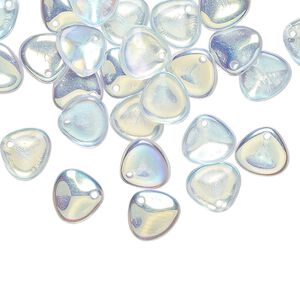 Drop, Preciosa, Czech pressed glass, translucent clear AB, 8x7mm triangular teardrop. Sold per pkg of 30.