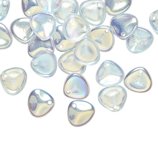 Drop, Preciosa, Czech pressed glass, translucent clear AB, 8x7mm triangular teardrop. Sold per pkg of 30. image number 0